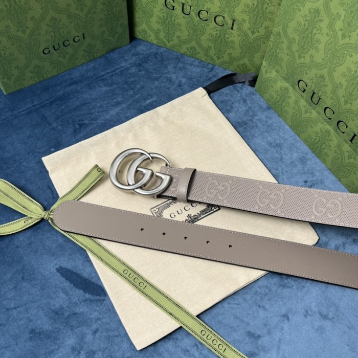 G*u*i gg marmont embossed leather belt grey