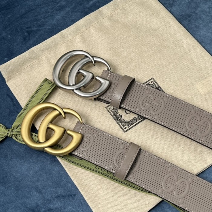 G*u*i gg marmont embossed leather belt grey