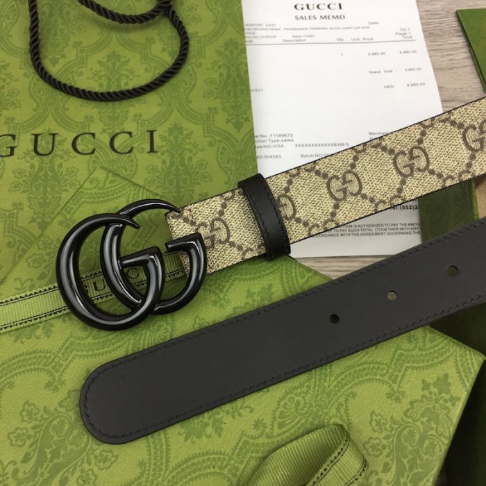 G*u*i women gg marmont thin belt ‎414516 black