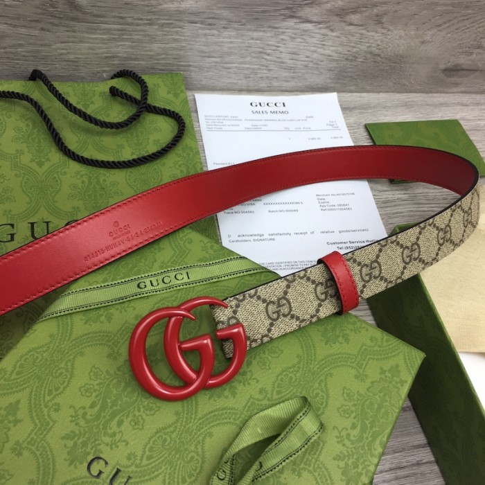 G*u*i women gg marmont thin belt ‎414516 red
