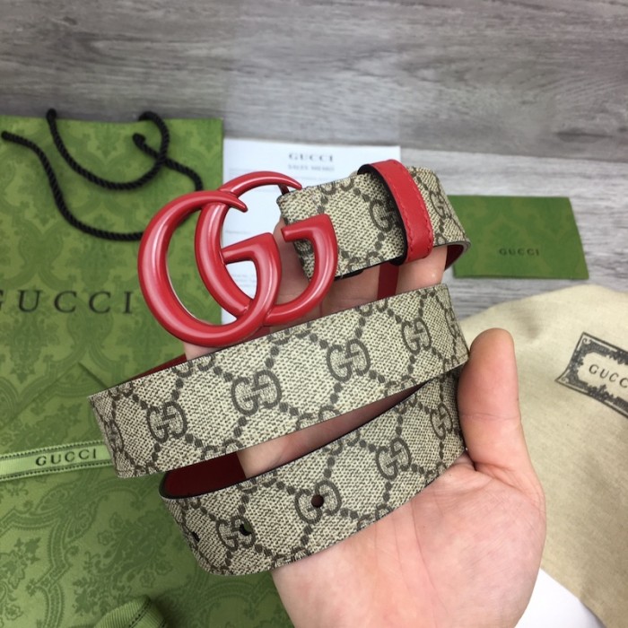 G*u*i women gg marmont thin belt ‎414516 red