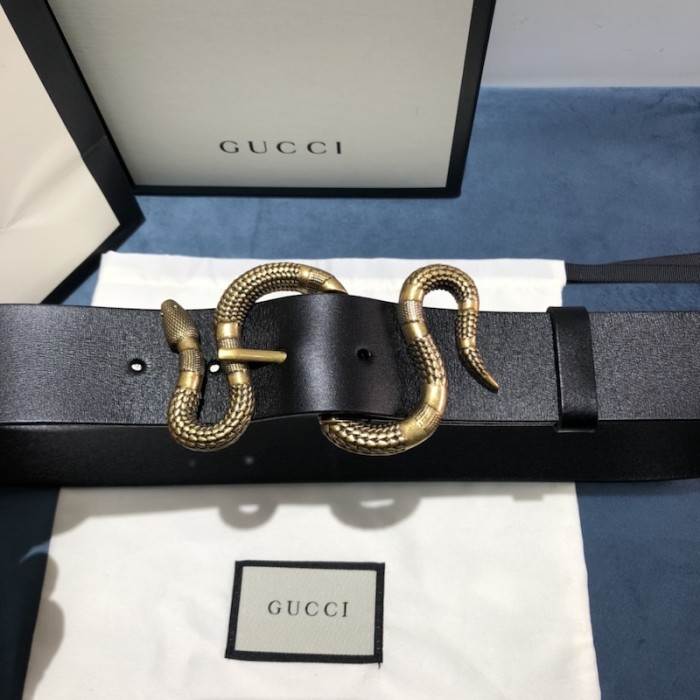 G*u*i leather belt with snake buckle black ‎458935