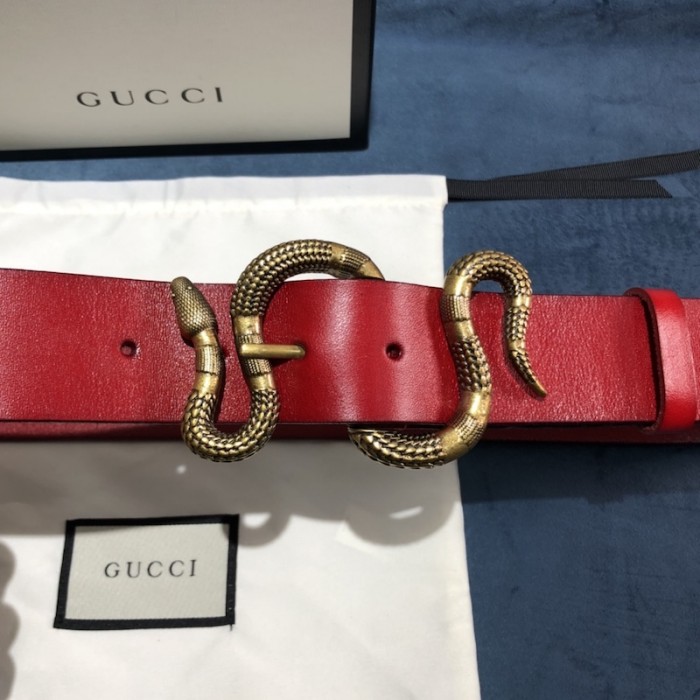 G*u*i leather belt with snake buckle red ‎458935