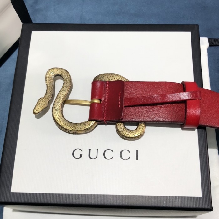G*u*i leather belt with snake buckle red ‎458935