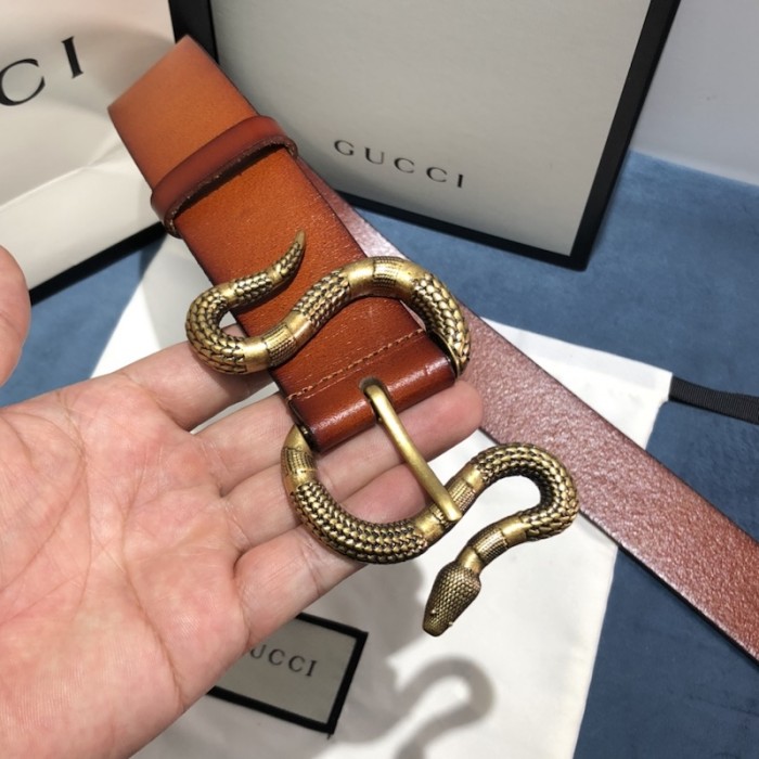 G*u*i leather belt with snake buckle tan ‎458935