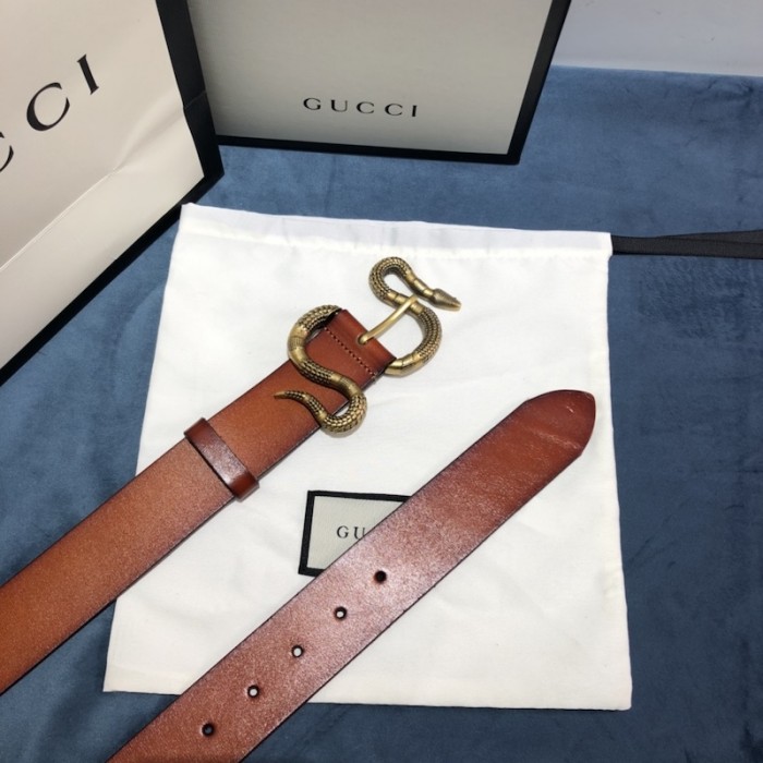 G*u*i leather belt with snake buckle tan ‎458935