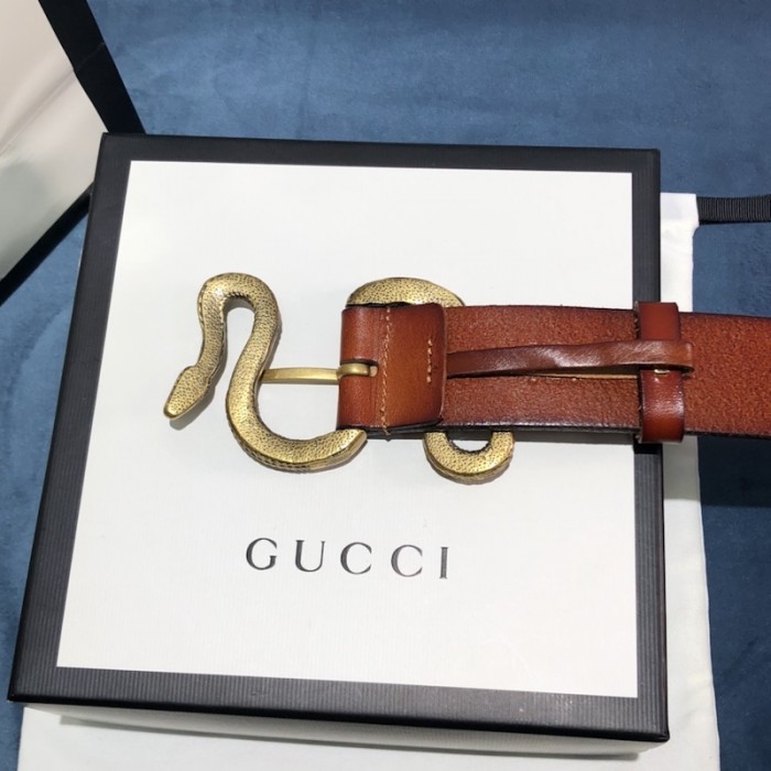 G*u*i leather belt with snake buckle tan ‎458935