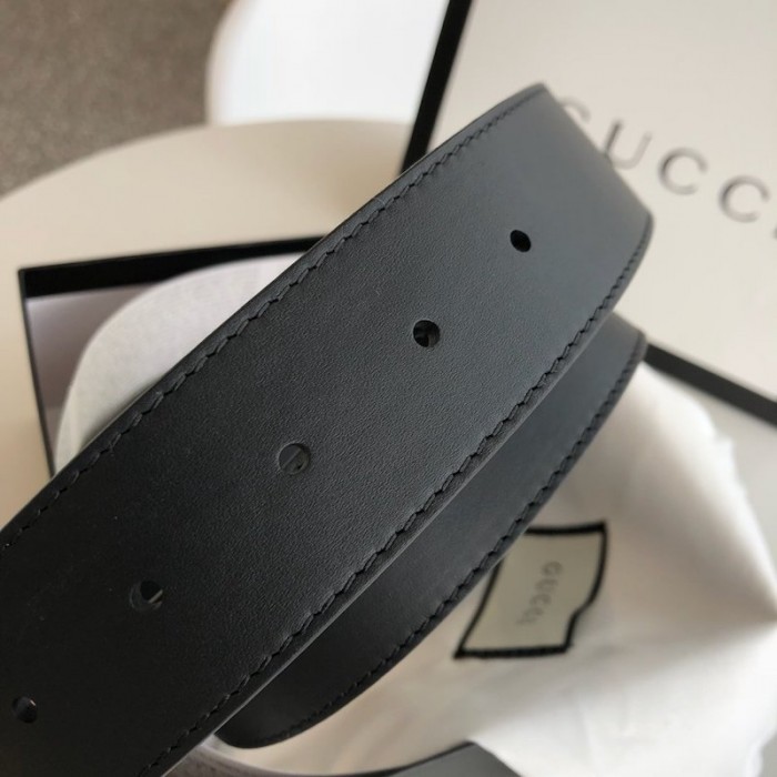 G*u*i leather belt with double g buckle black
