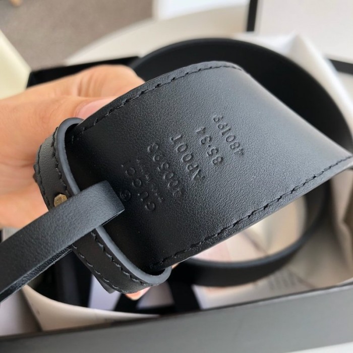 G*u*i leather belt with double g buckle black