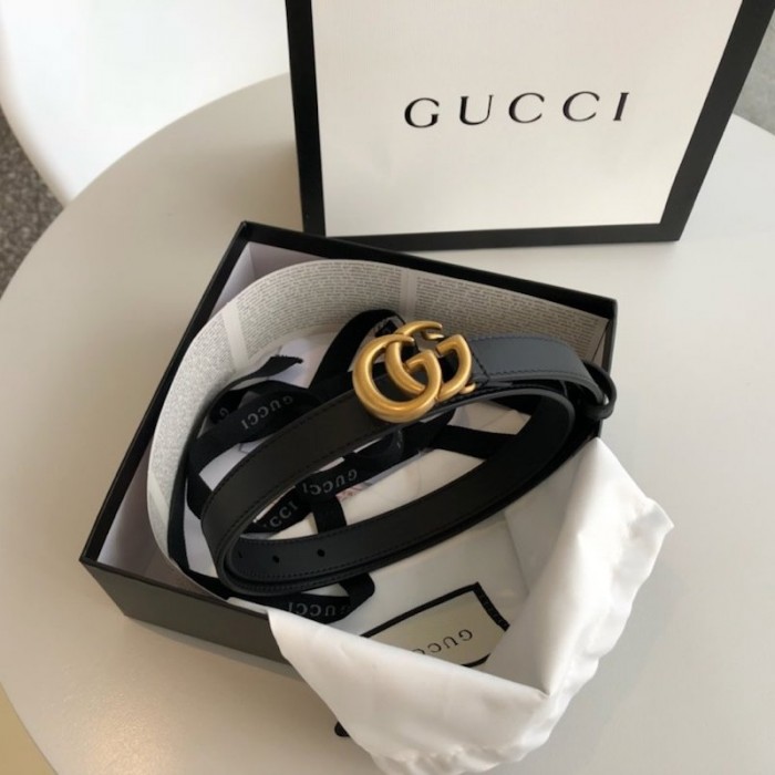 G*u*i leather belt with double g buckle black