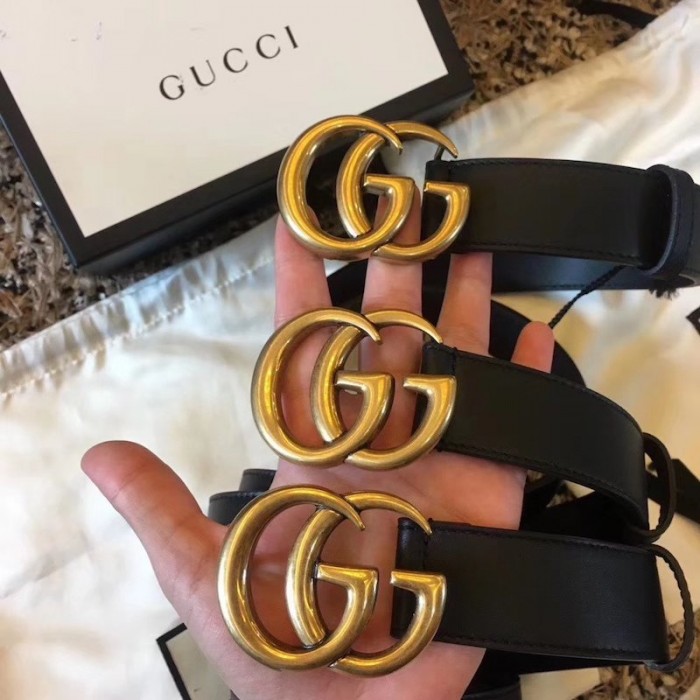 G*u*i leather belt with double g buckle black