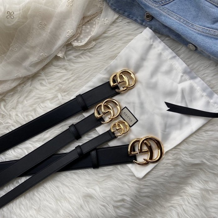 G*u*i leather belt with double g buckle black
