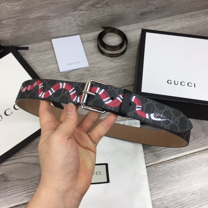 G*u*i gg belt with kingsnake print black