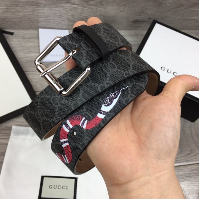 G*u*i gg belt with kingsnake print black