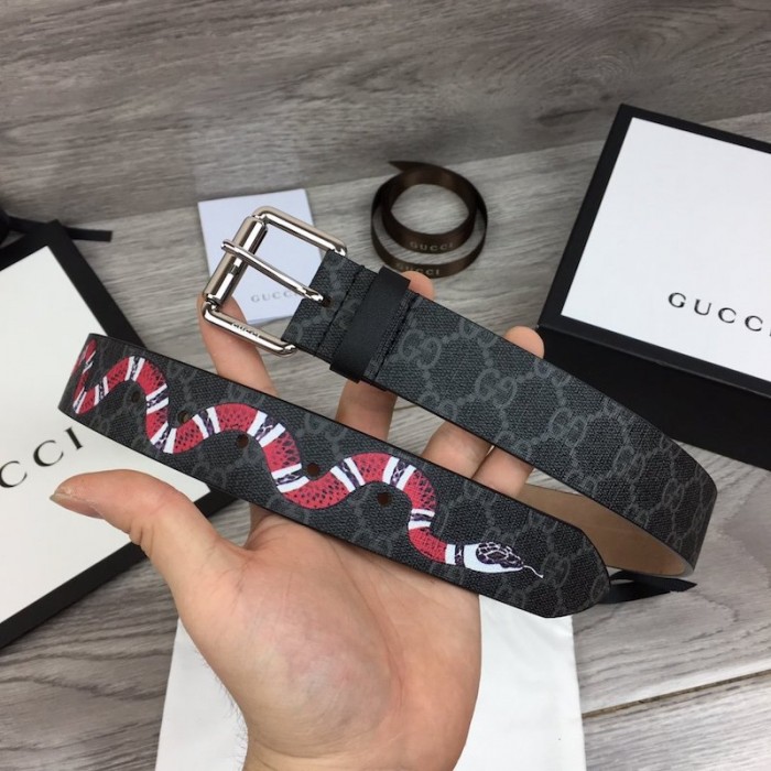 G*u*i gg belt with kingsnake print black