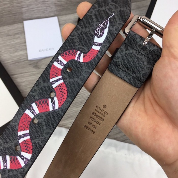 G*u*i gg belt with kingsnake print black