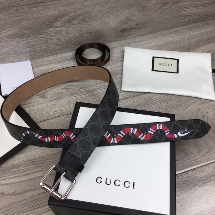 G*u*i gg belt with kingsnake print black