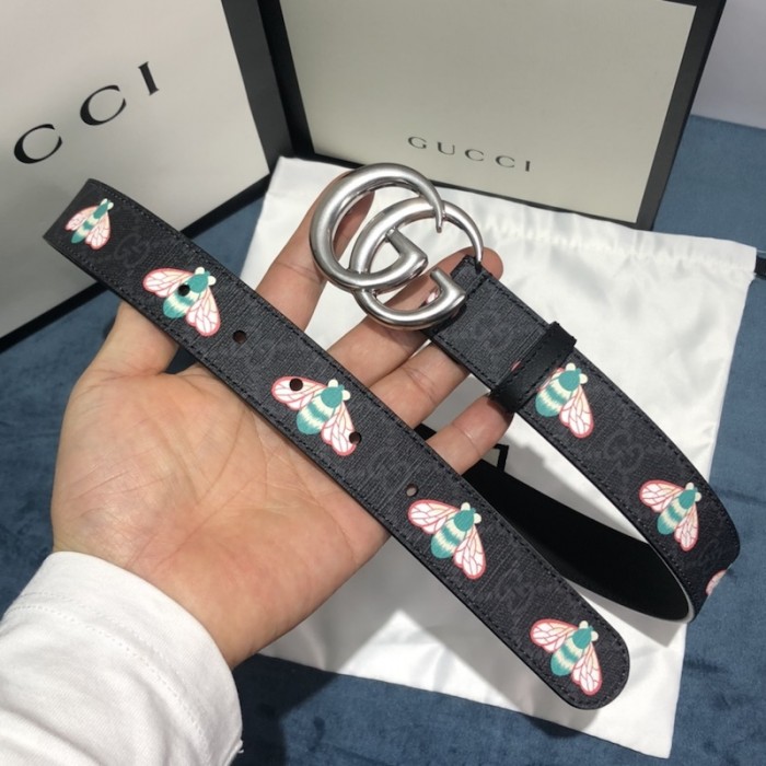 G*u*i gg marmont thin belt with bees black