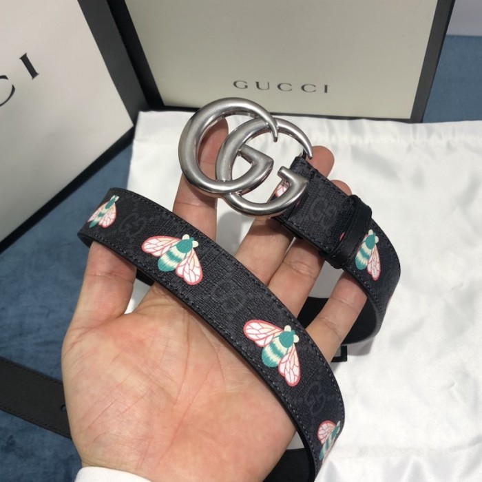 G*u*i gg marmont thin belt with bees black
