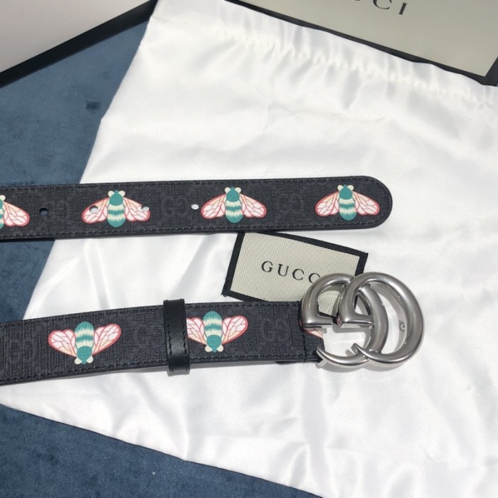 G*u*i gg marmont thin belt with bees black