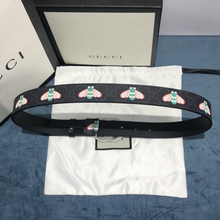 G*u*i gg marmont thin belt with bees black