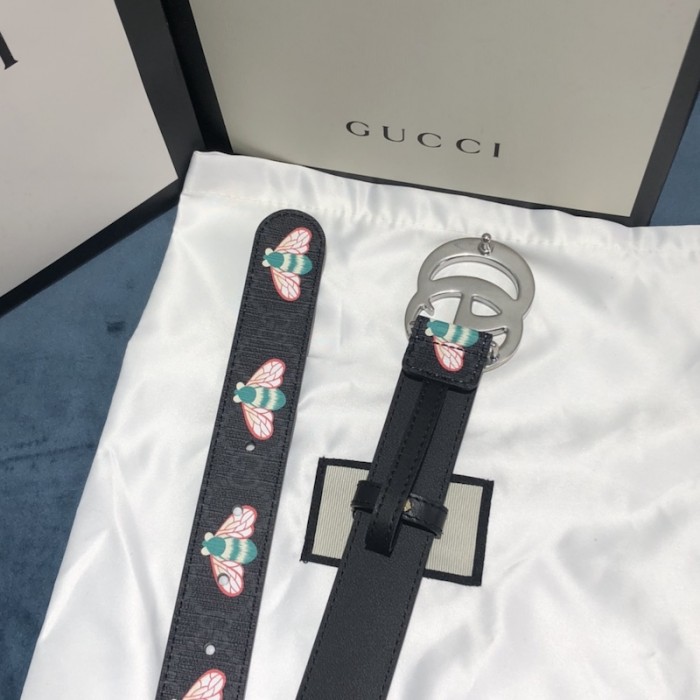 G*u*i gg marmont thin belt with bees black