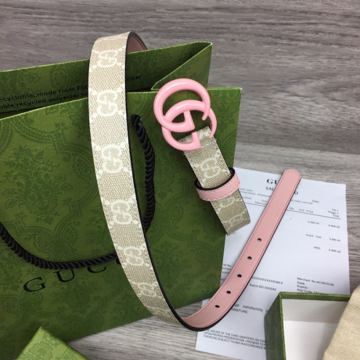 G*u*i gg marmont thin belt with pink buckle