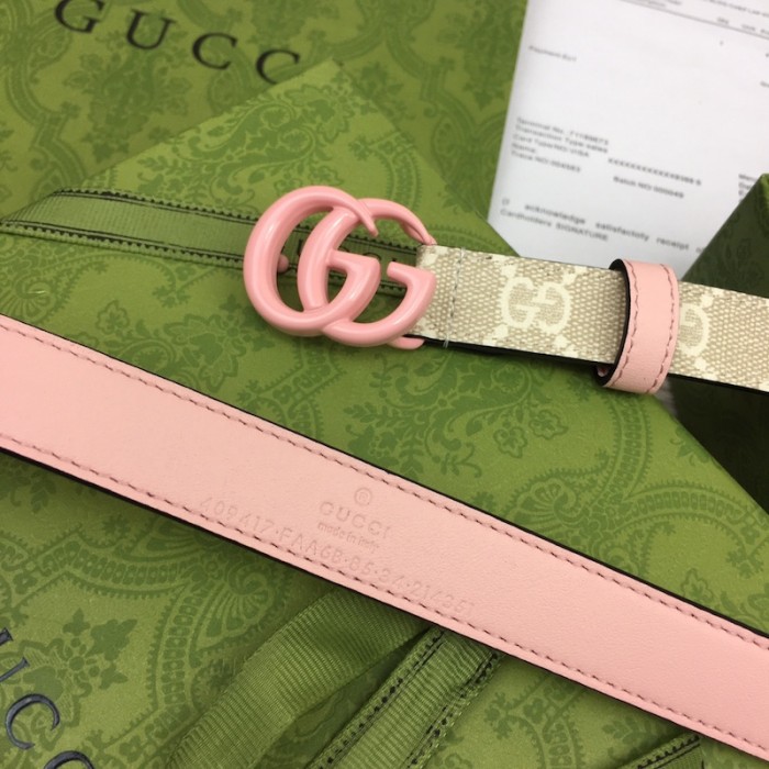G*u*i gg marmont thin belt with pink buckle