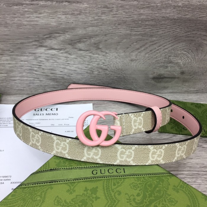 G*u*i gg marmont thin belt with pink buckle