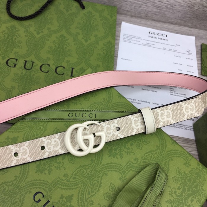 G*u*i gg marmont thin belt with white buckle