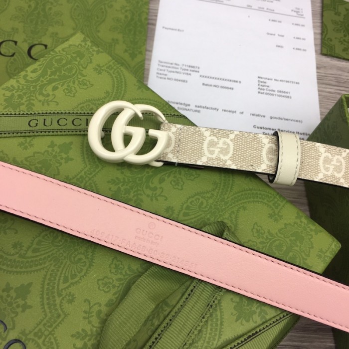 G*u*i gg marmont thin belt with white buckle