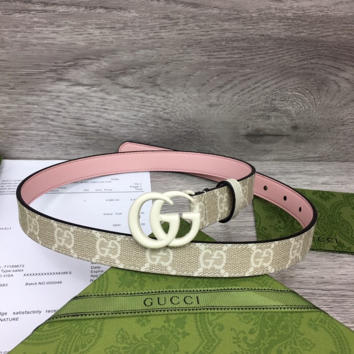 G*u*i gg marmont thin belt with white buckle