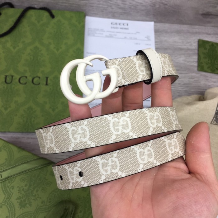 G*u*i gg marmont thin belt with white buckle