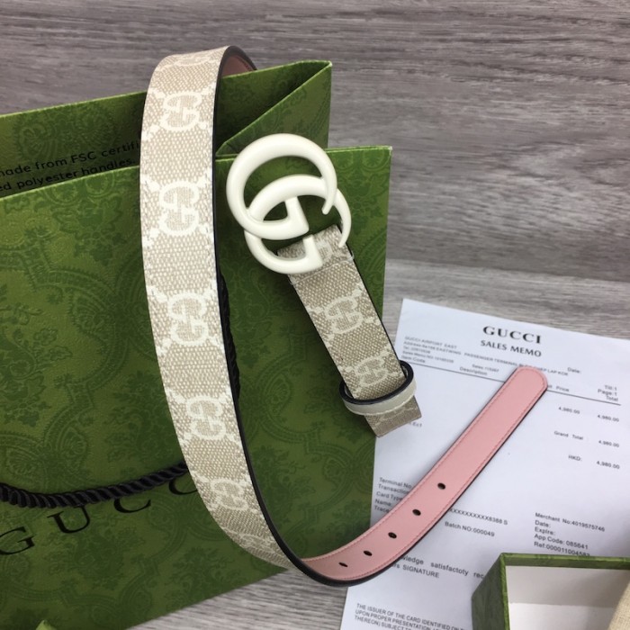 G*u*i gg marmont thin belt with white buckle