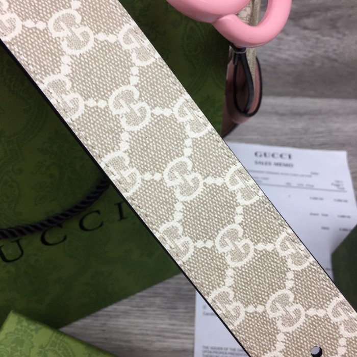 G*u*i gg marmont wide belt with pink buckle
