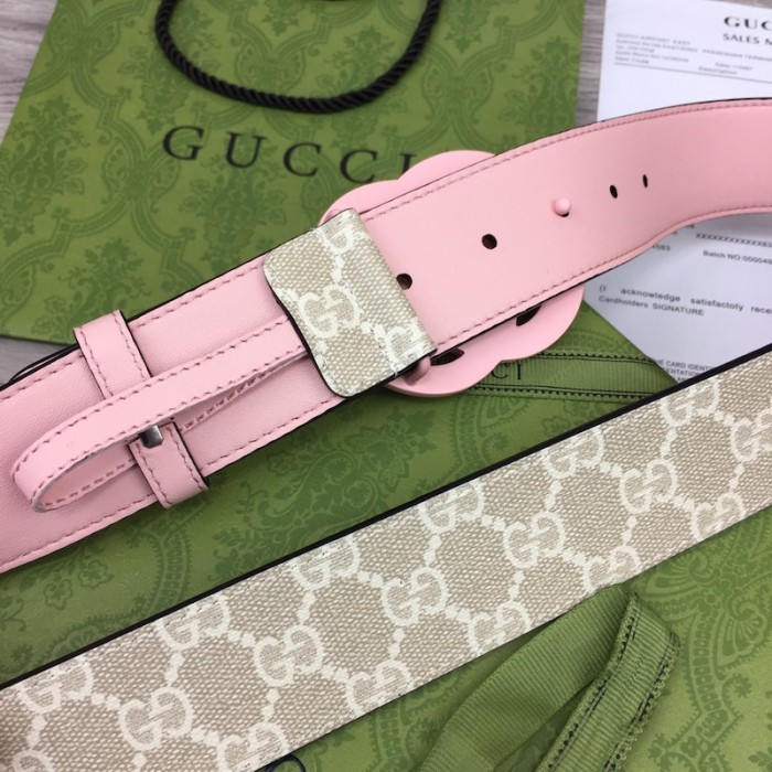 G*u*i gg marmont wide belt with pink buckle