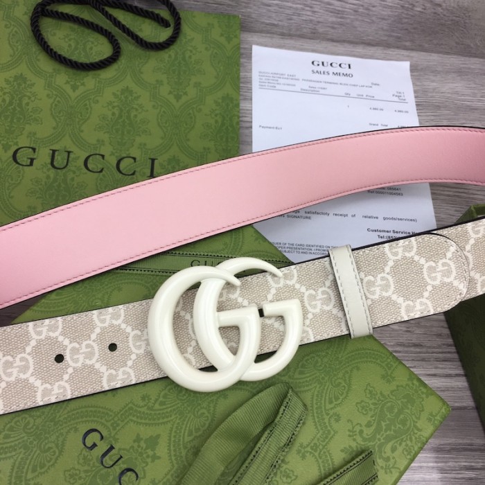 G*u*i gg marmont wide belt with white buckle