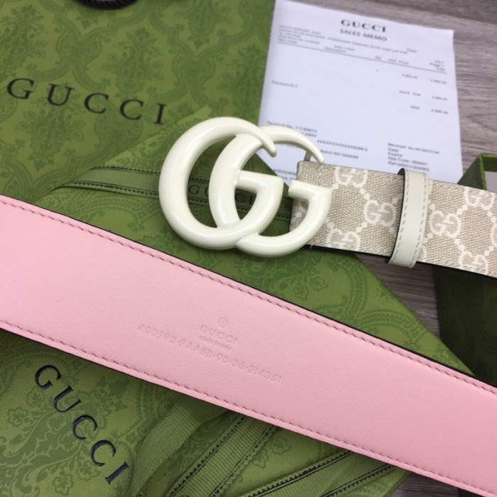 G*u*i gg marmont wide belt with white buckle