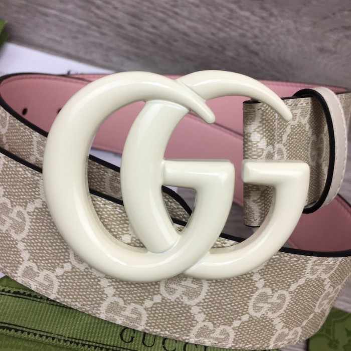 G*u*i gg marmont wide belt with white buckle