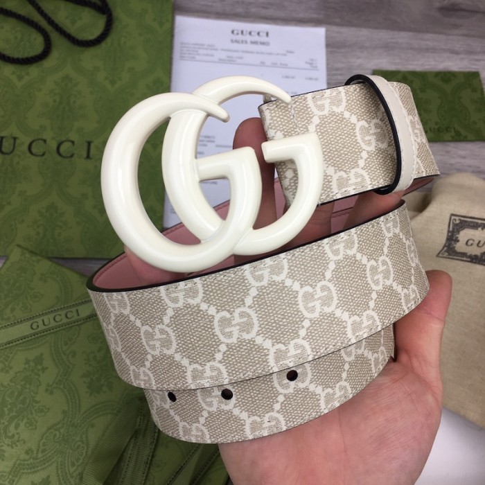 G*u*i gg marmont wide belt with white buckle