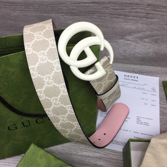 G*u*i gg marmont wide belt with white buckle