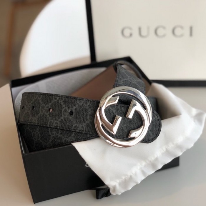 g*u*i gg Sup*e belt with g buckle black