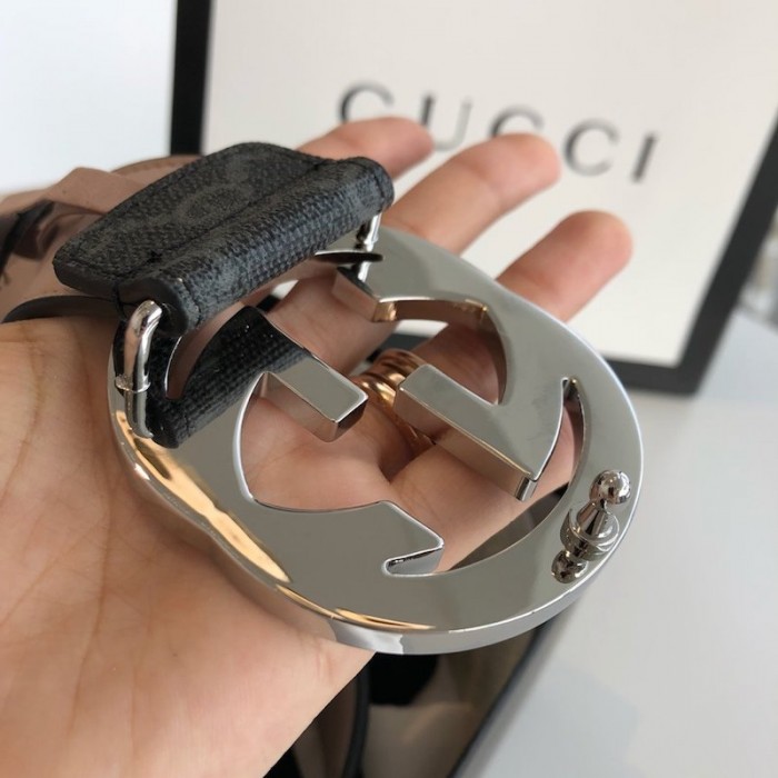 g*u*i gg Sup*e belt with g buckle black
