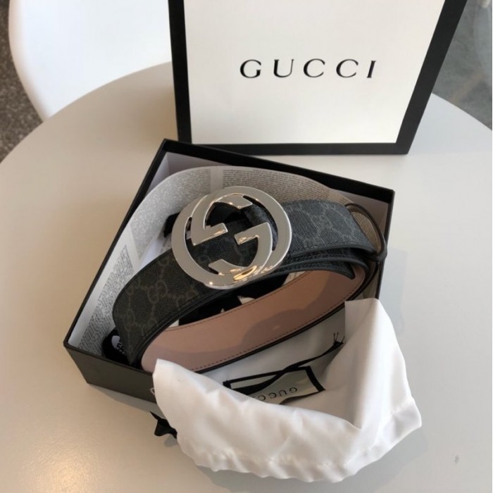 g*u*i gg Sup*e belt with g buckle black