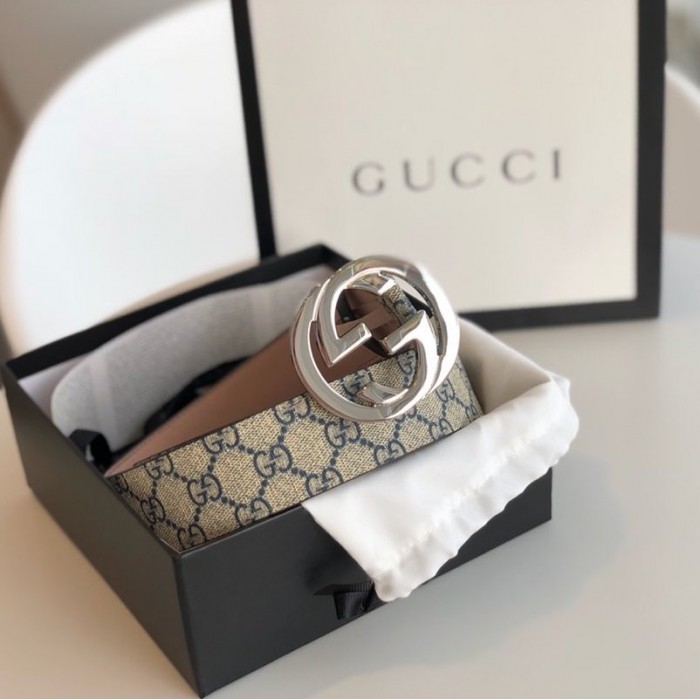 g*u*i gg Sup*e belt with g buckle blue