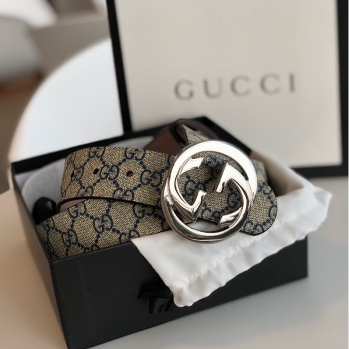 g*u*i gg Sup*e belt with g buckle blue