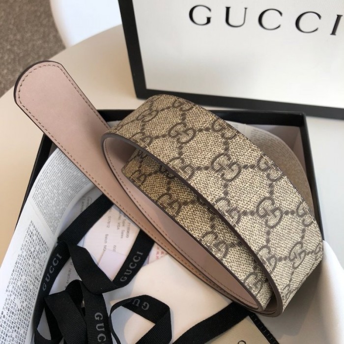 g*u*i gg Sup*e belt with g buckle brown