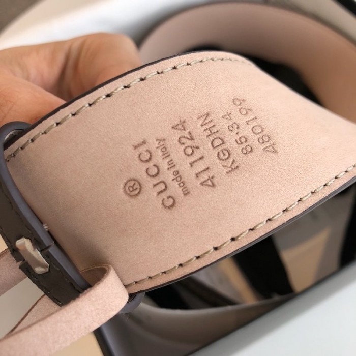 g*u*i gg Sup*e belt with g buckle brown