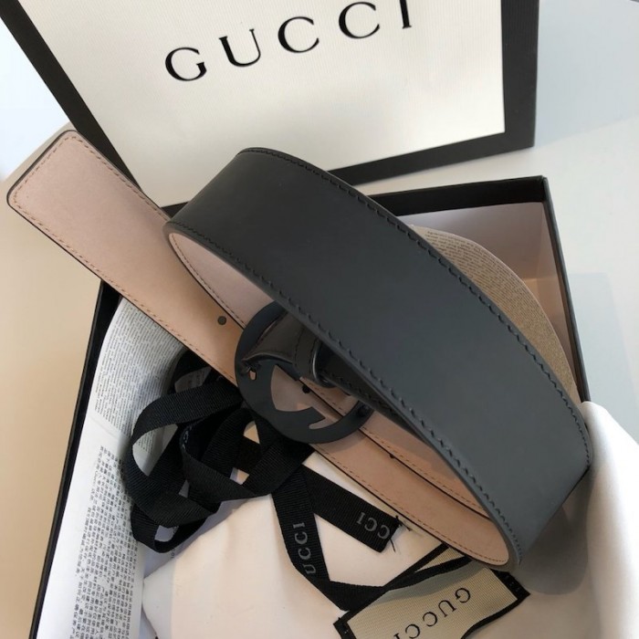 G*u*i leather belt with interlocking g black