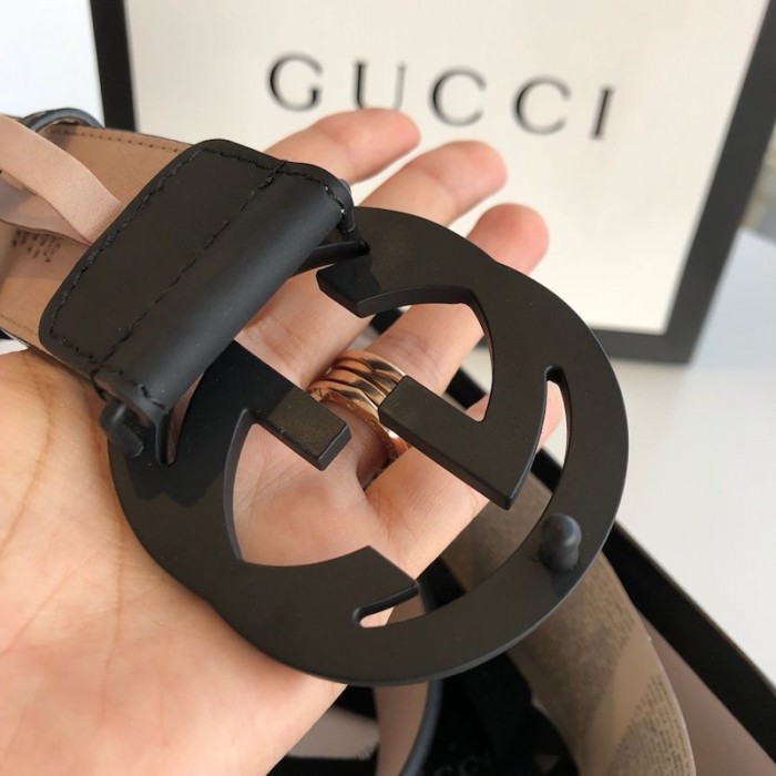 G*u*i leather belt with interlocking g black